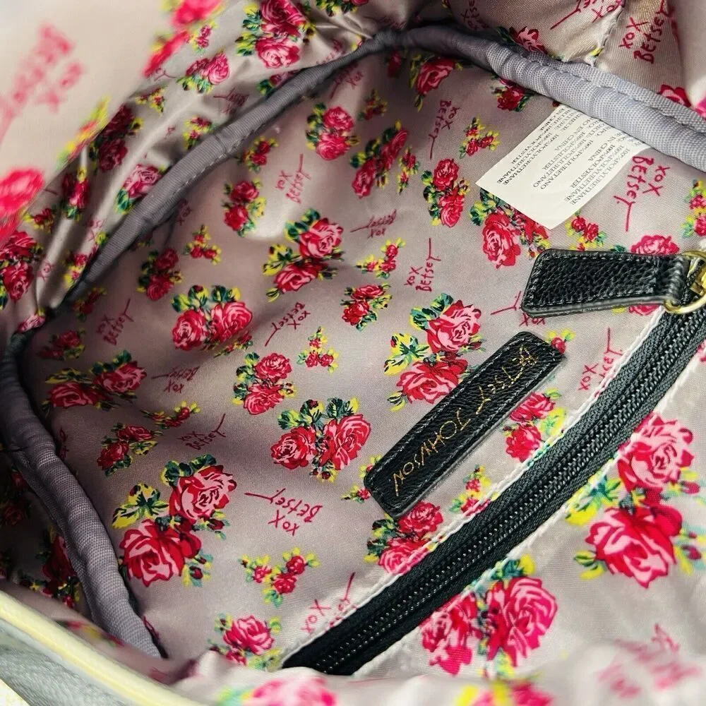 Betsey Johnson Backpack Medium with Panda Face Furry Brows White Black Pink